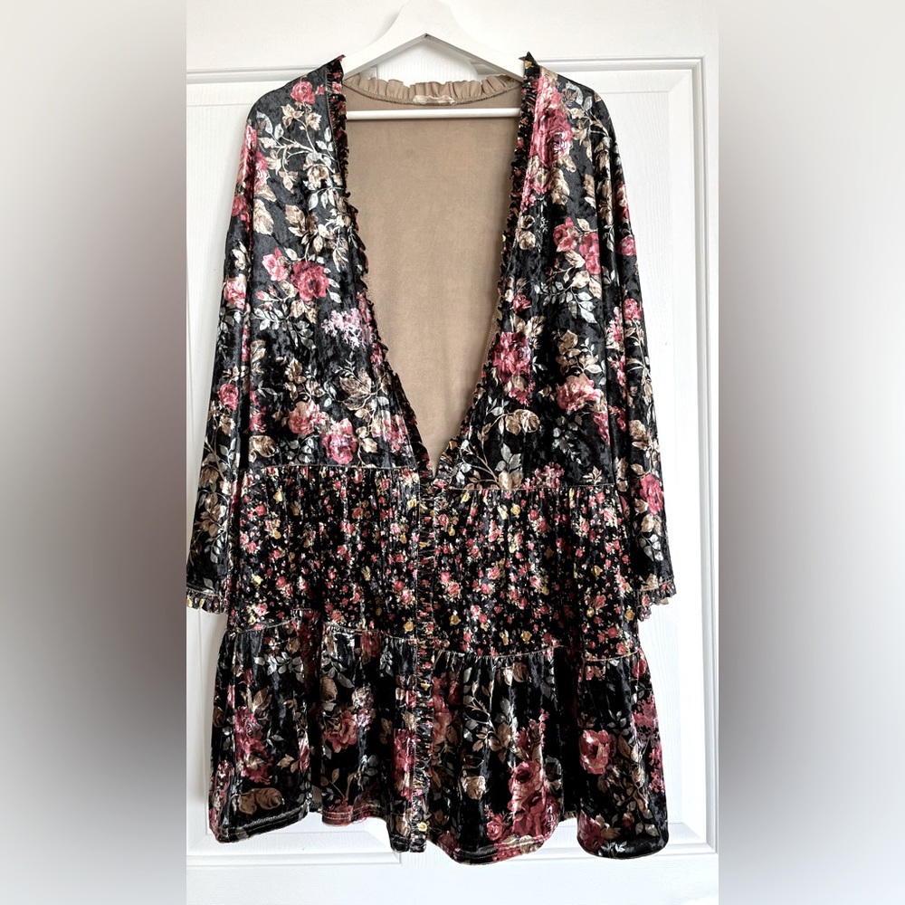 EUC EASEL LOS ANGELES lightweight velvet jacket duster wrap, size Small